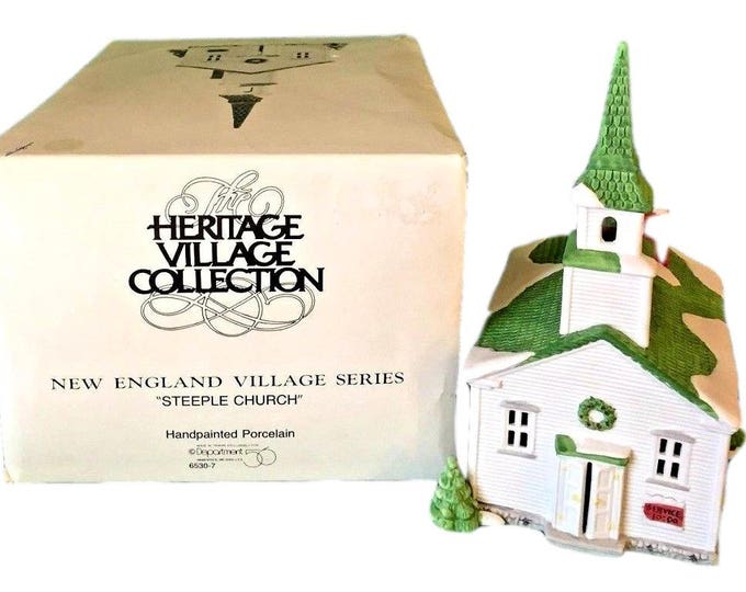 Retired Dept 56 Steeple Church, New England Village Series, Department 56, Heritage Village #65307, Vintage Christmas Decor, Holiday Decor