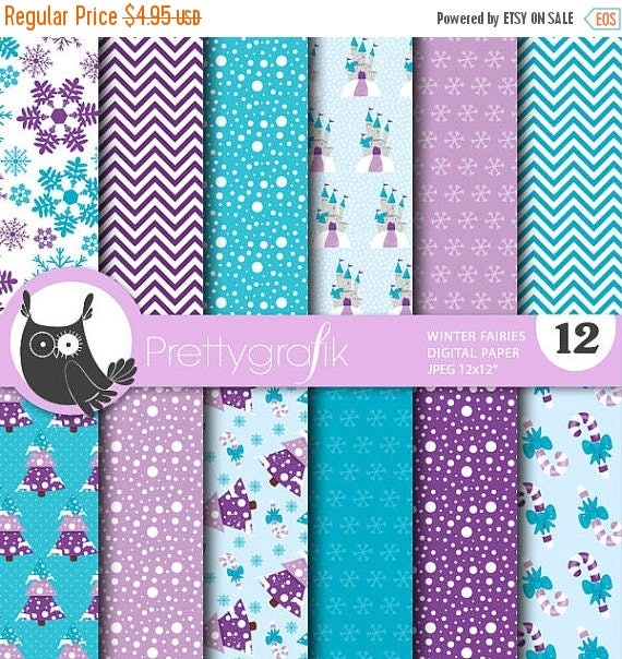 80% OFF SALE Winter fairies digital paper, commercial use, scrapbook papers, background, christmas - PS767 Il_570xn