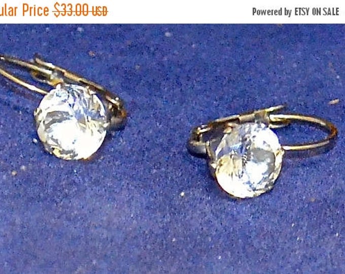 SALE Crystal Quartz Leverback Earrings, 8mm Round, Natural, Set in Stainless Steel E1039