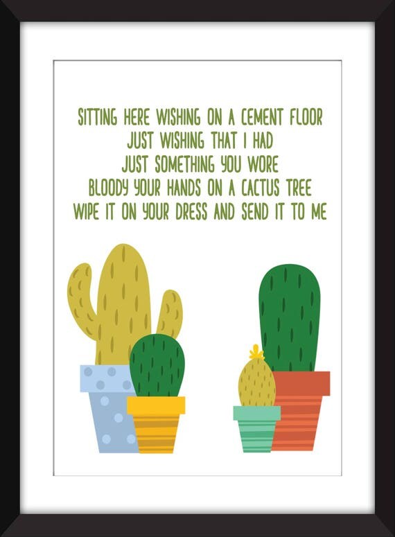 Pixies Cactus Lyrics Unframed Print