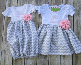 Big Sister Little Sister Outfits-Matching Sister Outfits-Big Sister Dress-Baby Girl Coming Home Outfit-Newborn Photo Shoot