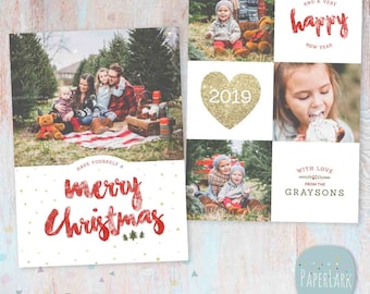 Christmas Card Template - Photoshop template - AC090 - INSTANT DOWNLOAD