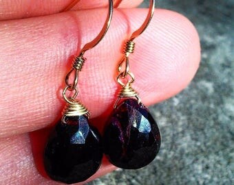 SALE SHIPS FREE- 14k Gold-Filled Faceted Garnet Teardrop Dangles - January Birthstone - Natural Gemstone Birthstone Jewelry
