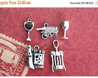 Summer Sale 5 pcs Wine Charms Collection Antique Silver (MC11)