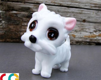 Glass dog-Lampwork glass dog-Dog bead-West highland white terrier bead-cane di vetro-Chien en verre