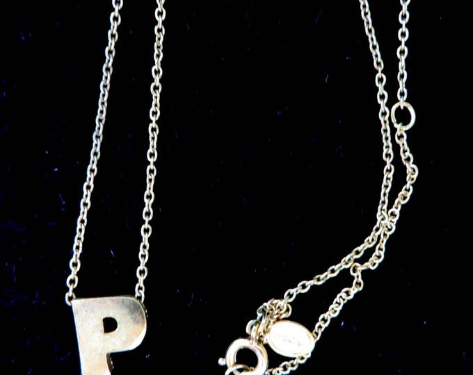 Avon Letter P Necklace, Vintage 1970s Initial Pendant Necklace