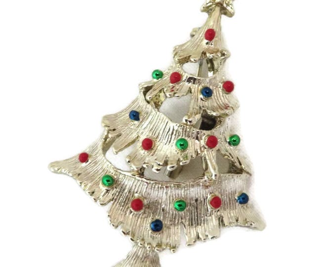 Vintage Brooch - Christmas Tree Brooch, Gerry's Gold Tone Tree Pin, Holiday Brooch