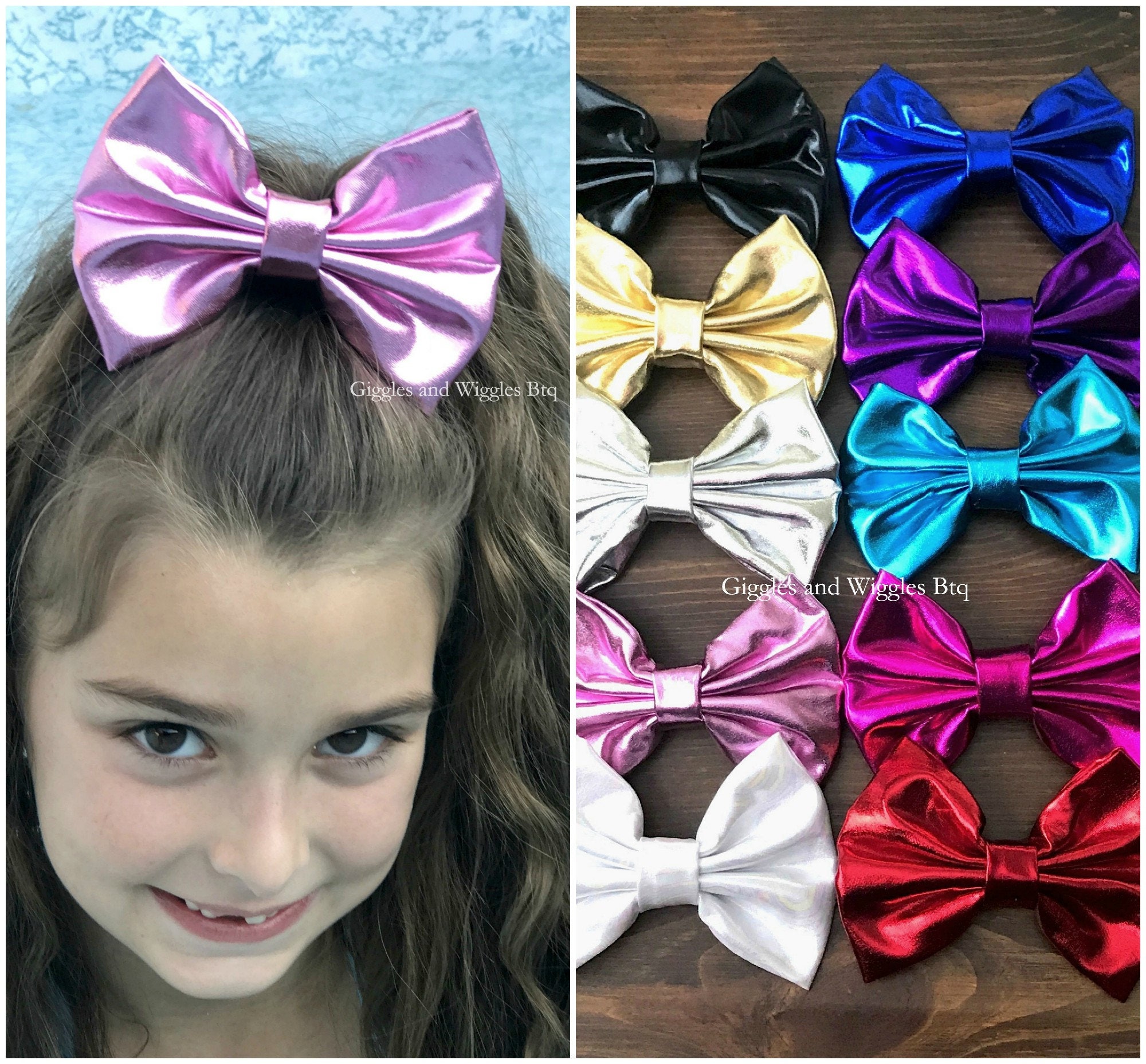 Hair bows 5 inch shimmer bows clip bow 11 colors hair bows