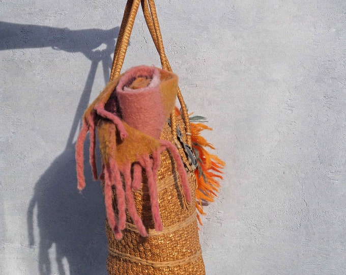 Vintage Straw Bag, Bohemian Straw Bag, Straw Market Bag, Round Straw Bag, Beach Bag, Crochet Boho Bag, Straw Purse, Shoulder Bag, Summer Bag
