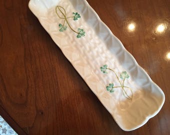Vintage Irish Shamrock/Celtic shallow long bowl for keys, small items, Ireland