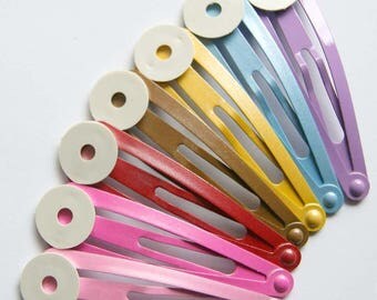X 2 hair clips set clap Brown blank 50mm