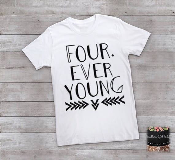 Four Ever Young Boys Fourth Birthday Tshirt