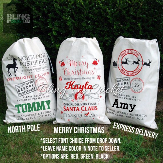 Santa Bag Personalized Santa Bag Custom Name Christmas