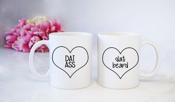 Dat ass Couple coffee mugs I Like His Beard I Like Her Butt Funny Coffee Cups, Dat Ass, Dat Beard, Gifts for the Couple Il_570xn