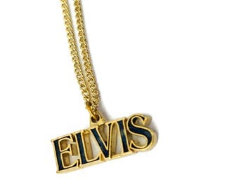 Vintage Elvis Pendant Necklace Jewelry namwplate necklace 18"