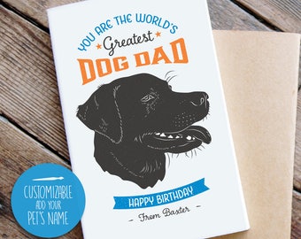 Birthday Card from Dog, Cool Vintage Style, Labrador Birthday Card, Dog Dad Birthday Card, Dog, Greeting Card