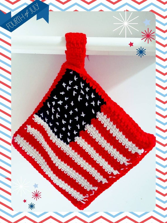 Download US Flag Pot Holder Flag Hot Pad Crocheted US Flag US