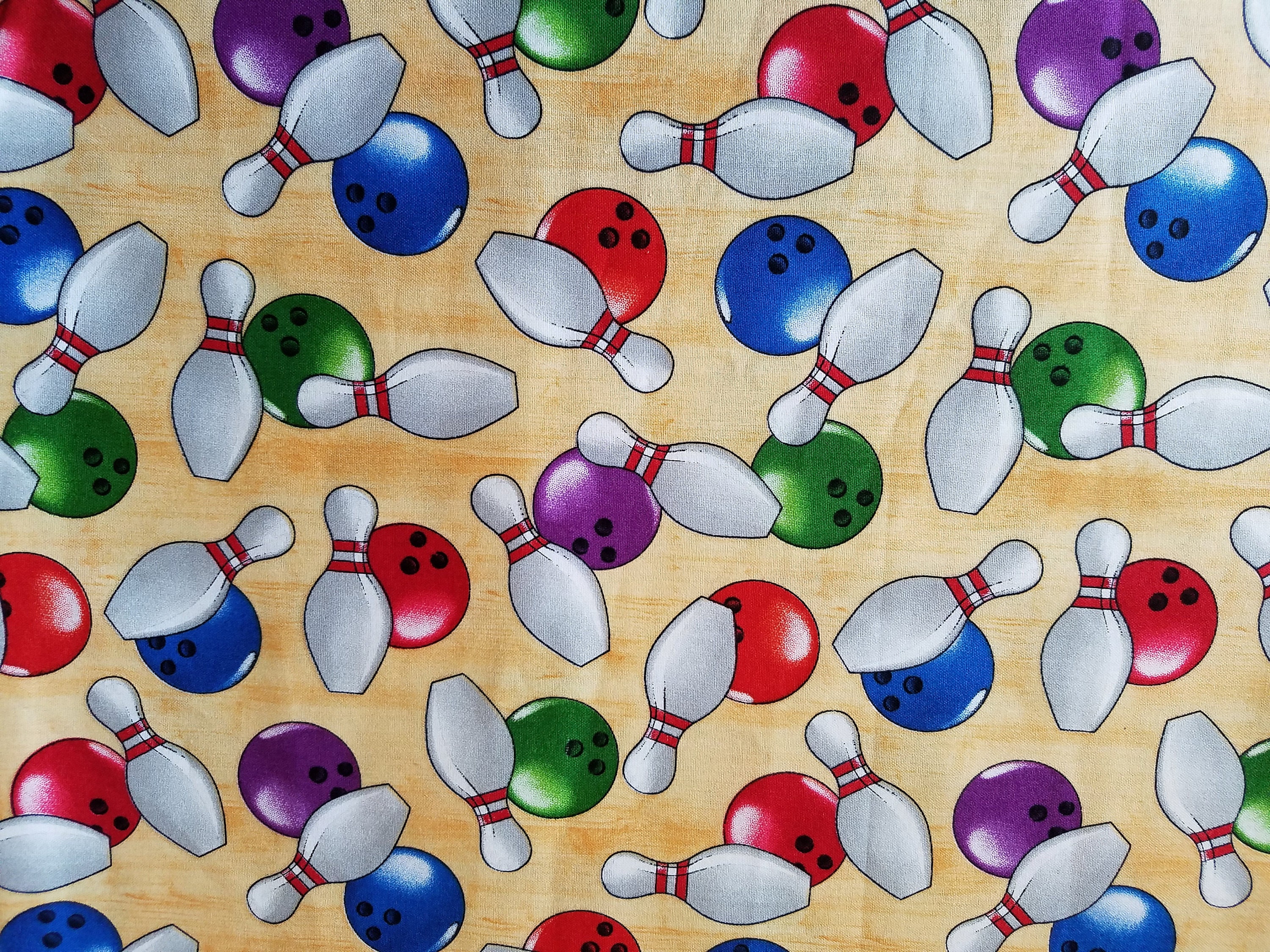 Bowling Time Cotton Fabric (1 yard 17 inches) from GGselections on Etsy