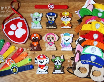 Personalised Ultimate Paw Patrol Inspired pack | Masks | Finger Puppets | Bracelets | Rescue Puppies Masks | Puppie Heroes
