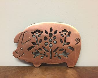 8.5" Copper Cast Iron Pig Trivet