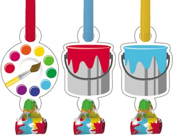 8 Ct Colorful Art - Painting Theme Party Blowouts - Fun Kids Party Favors