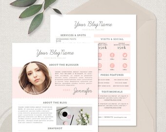 Blog Media Kit - Media Kit Template, Blogger Media Kit, INSTANT DOWNLOAD, Press Kit Template, Ad Rate Sheet, 2 Page Media Kit, PSD Template