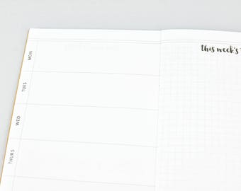Undated Week on One Page Planner with Tasks, 21 Weeks, Traveler's Notebook Insert, Planning Insert, Journal, Seven Sizes Available