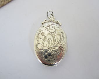 Sterling Silver Locket, Vintage Locket, Floral Locket