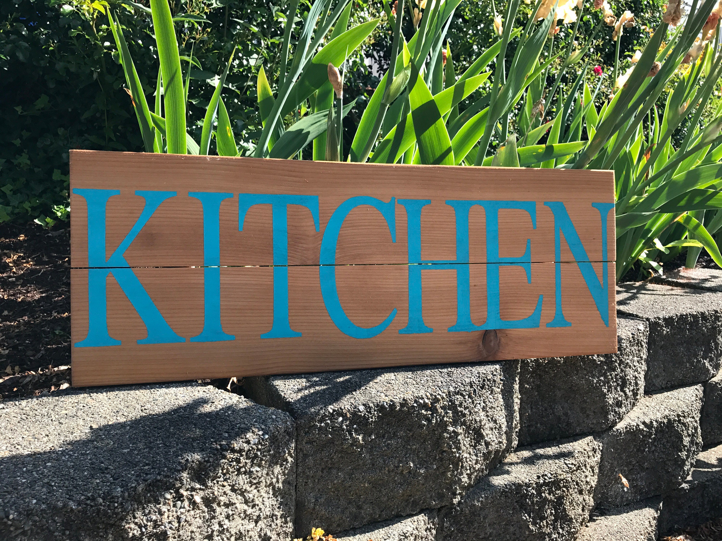 Rustic Kitchen Sign in Teal Kitchen Sign Rustic Kitchen