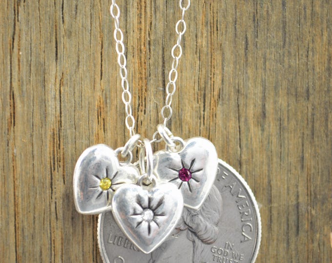 Silver Heart Necklace, Mothers Necklace, Topaz Stone Necklace, Dainty Heart Necklace, Mothers Topaz Necklace, November Birthstone, citrine