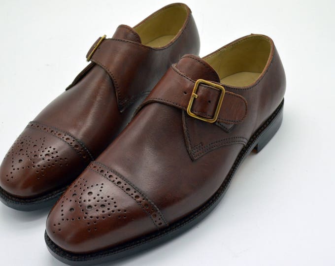 Handmade Goodyear Welted Men's Single Monk-Strap Dress Shoes