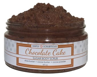 CHOCOLATE CAKE Sugar Body Scrub-Chocolate Body Scrub-Emulsified Body Scrub-Cocoa Body Scrub- 8 oz.