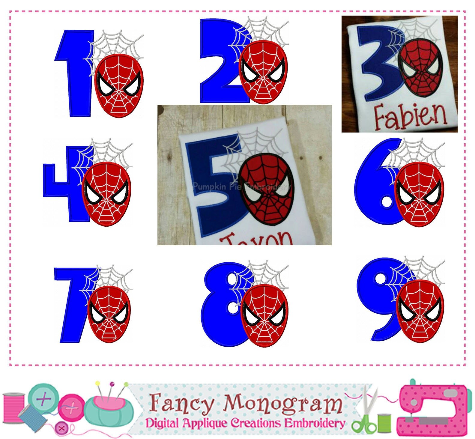 spider man numbers appliquespider manbirthday numbers