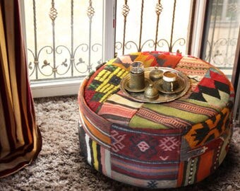 One of the kind handmade kilim pouf