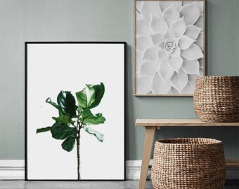 Botanical print, Scandinavian print, Wall art print, Large wall art printable, Plant print, Tropical leaf print, Tropical leaves, Green leaf