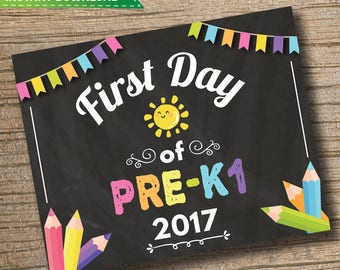 First Day of PRE-K1 School Sign - 1st Day of School Printable - First Day of School Sign - Photo Props - Chalkboard Sign - Instant Download