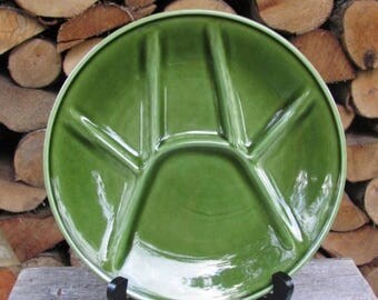 20% OFF Vintage Plate; BOCH La Louviere Belgium Plate; 9"/ 23 cm Green Sushi / Fondue Plate; Vintage Pottery