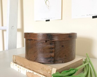 Vintage Round Wooden Cheese Box / Small Round Wood Box