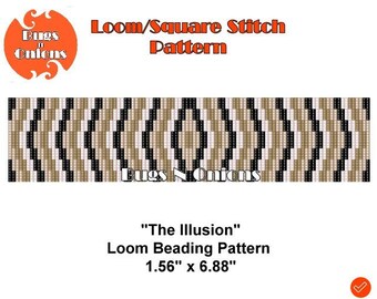 Loom Bead Pattern, Square Stitch Pattern, The Illusion, 3d, Instant Download, PDF File, Bracelet Pattern, Cuff Pattern