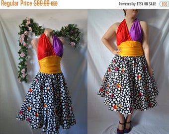 SALE Vintage 80s Formal Dress 80s Quirky Dress 80s Halter Dress New Wave Dress Polka Dot Dress Whimsical Dress Cache Dress 80s Prom Dress