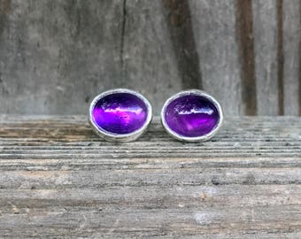 Amethyst Post Earrings - Amethyst Stud Earrings - Purple Earrings - Sterling Silver - February Birthstone - Purple Post Earrings - Amethyst
