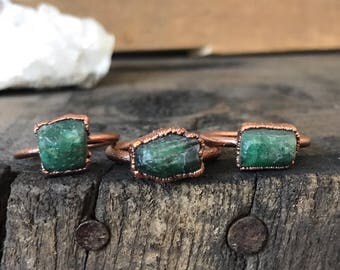 Raw Emerald Ring | Electroformed Raw Emerald Ring in Copper