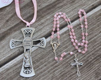 FAST Shipping!!! Beautiful Handcrafted Baptism Rosary with a Crib Medal, Crib Medallion, Christening Rosary, Baptism Gift, Christening Gift