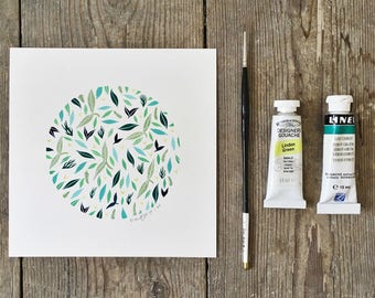 Naturesphere 1 - Original Art - Green Watercolor Painting - Contemporary Illustration, Botanical - by Natasha Newton
