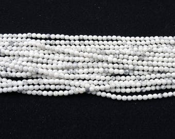 Natural Howlite 4mm, 6mm, 8mm, 10mm Center Drilled Faceted Round Beads 16" Strand