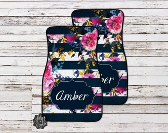 Personalized Car Mat, Floral Monogrammed Car Mats, Custom Car Accessories, Monogram Car Mat, Car Floor Mat, Monogram Car, Car Mat, Floor Mat