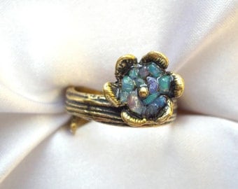 Flower ring Opal ring Gift for wife Floral ring Gift women Gift for mom Gifts for daughter Gifts for girl friends Adjustable ring For her