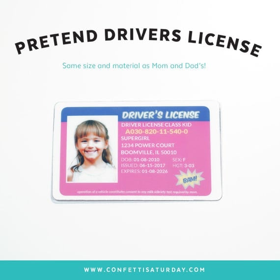 Pretend Drivers License Kids Pretend License Kids ID Kid