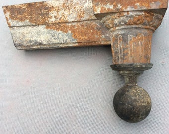 Finial Iron with Brass Ball Architectural Salvage Piece Over 4 Pounds !!