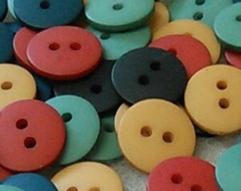 Buttons, 14mm, 25 or 50 buttons, plastic, black, navy, seal, corail, moutard, BA10